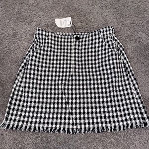 Zara Checkered Tweed Skirt